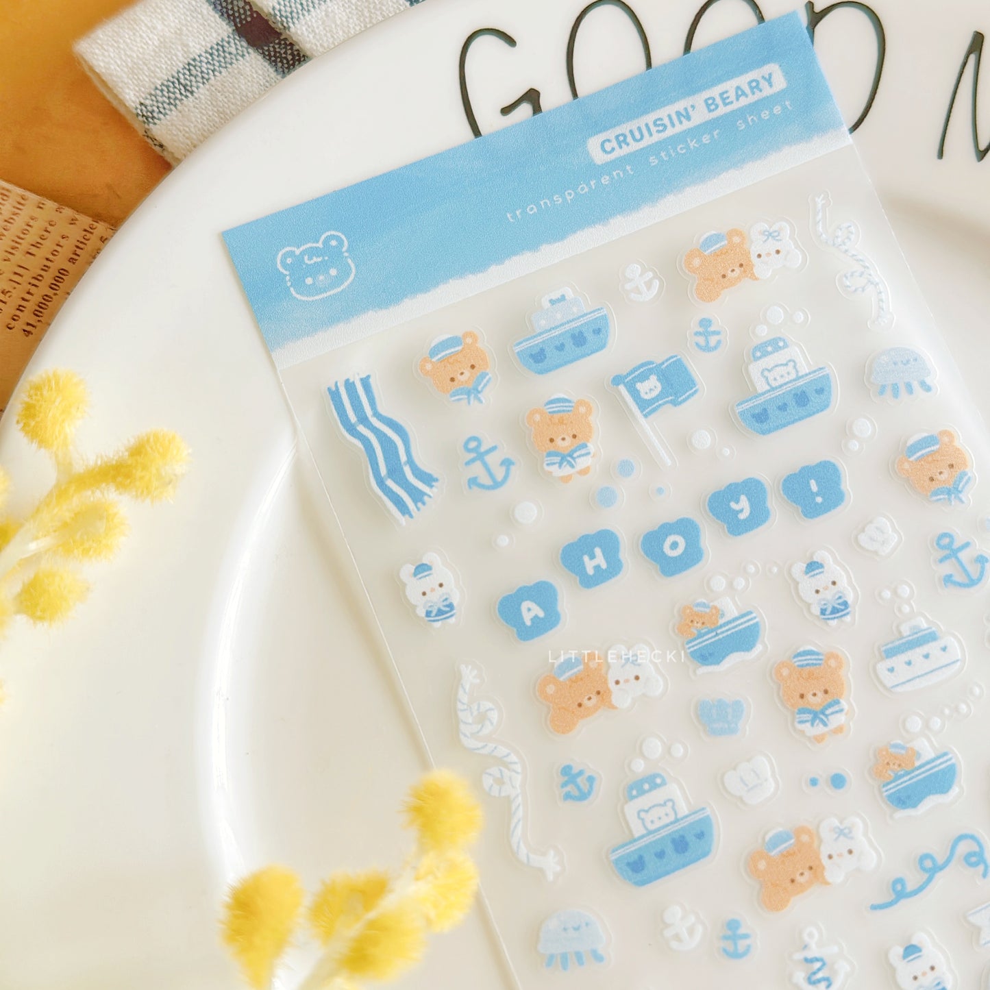 Cruisin' With Beary Transparent Sticker Sheet