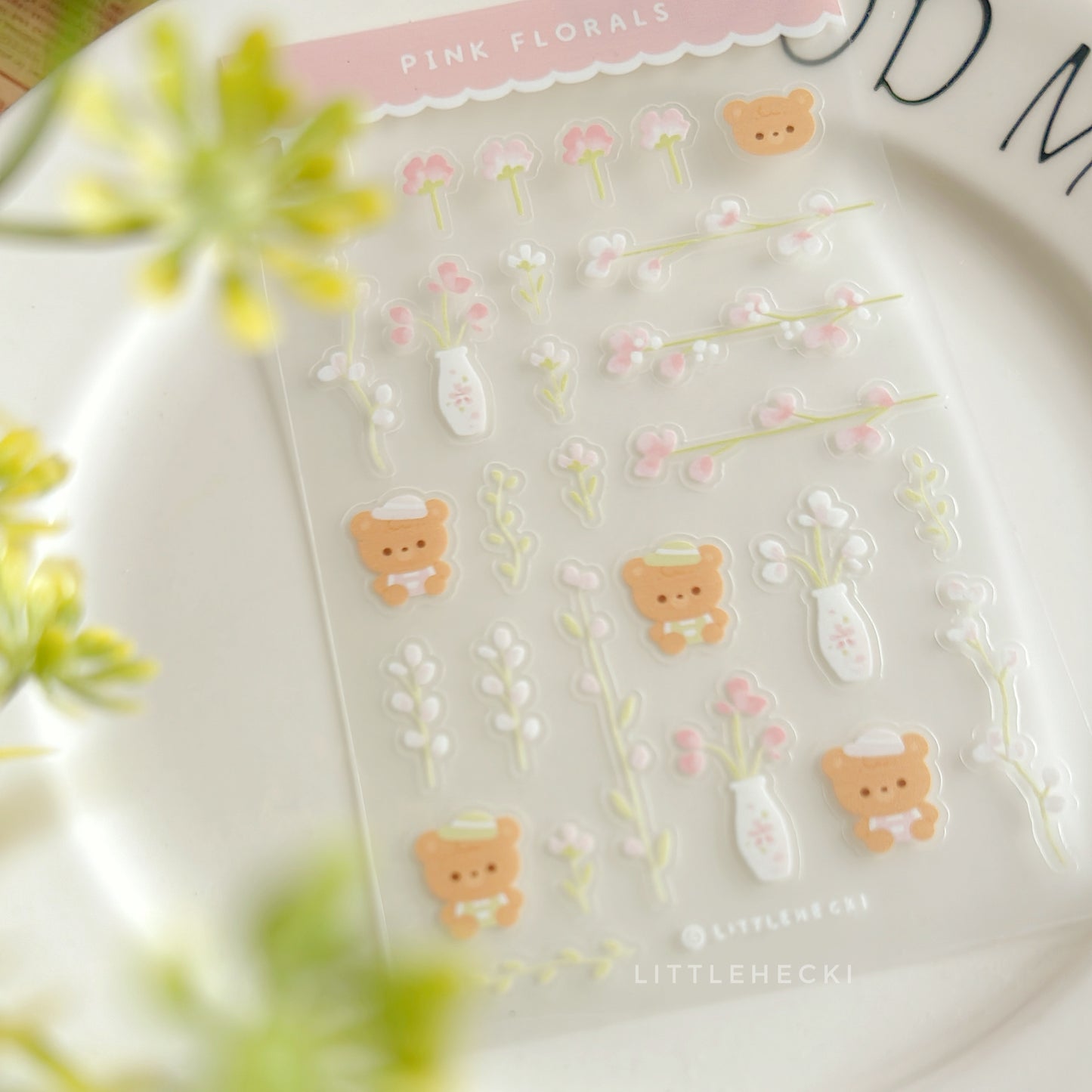 Pink Florals Transparent Sticker Sheet