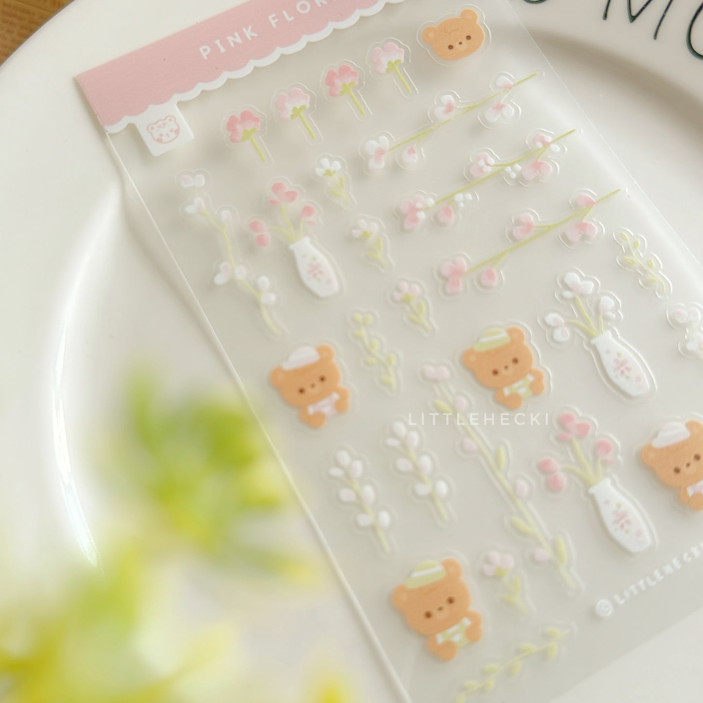 Pink Florals Transparent Sticker Sheet