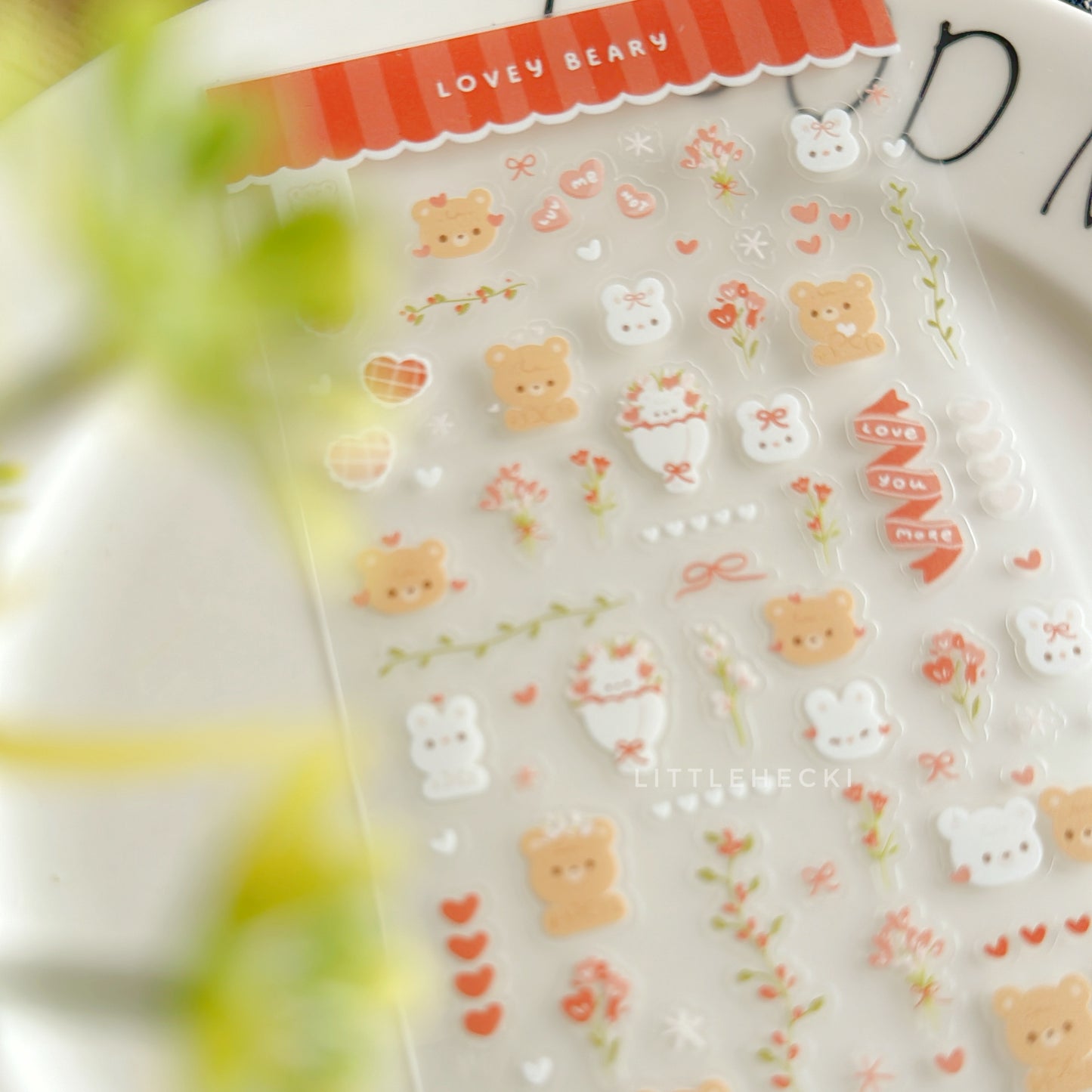 Lovey Beary Transparent Sticker Sheet