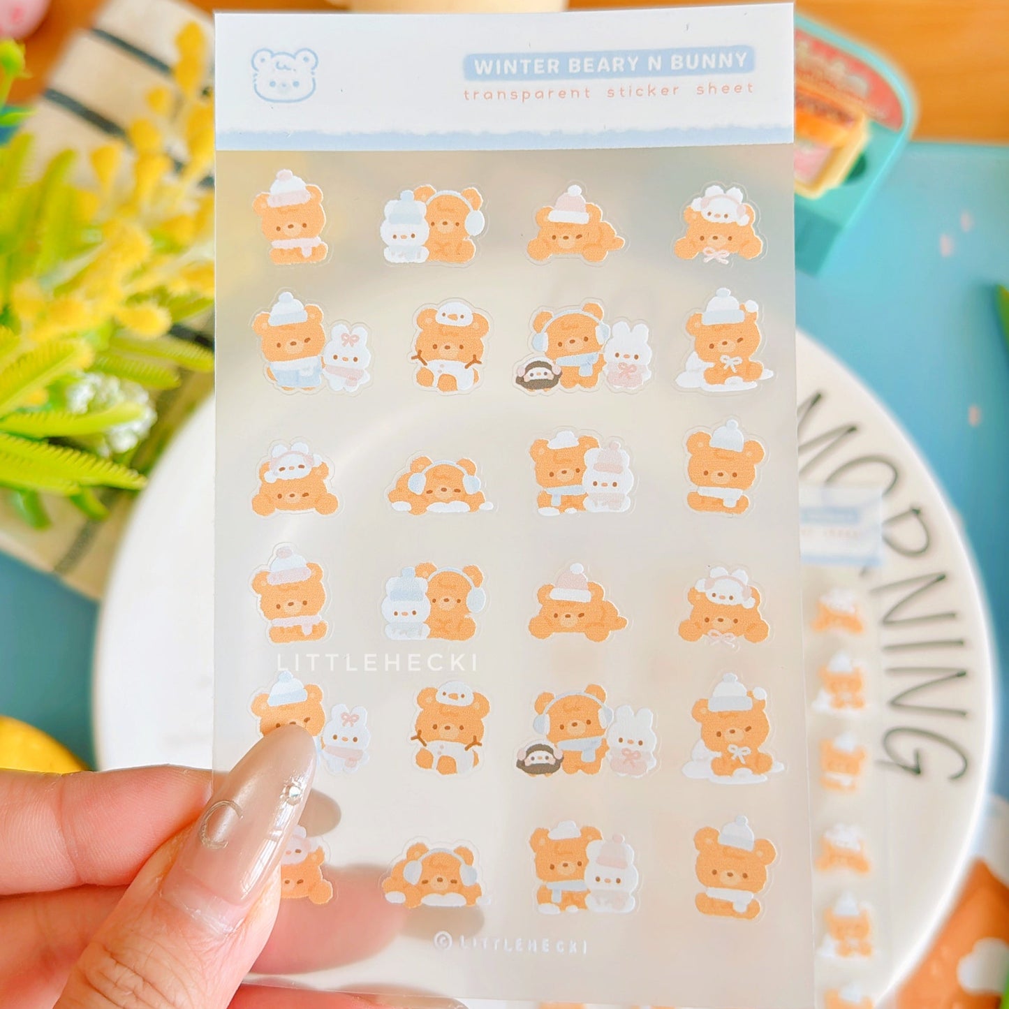 Winter Beary & Bunny Transparent Sticker Sheet