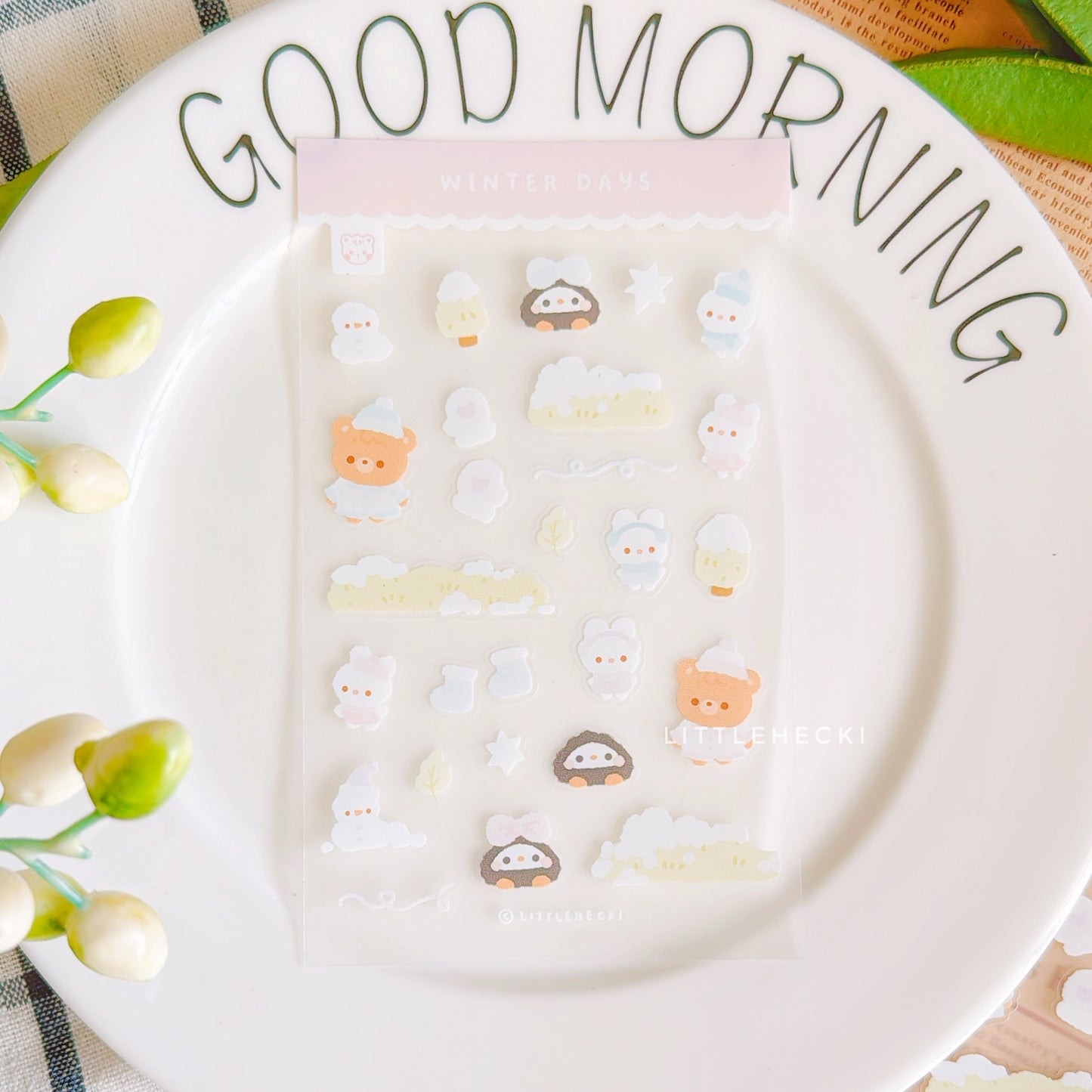 Pink Winter Days Transparent Sticker Sheet
