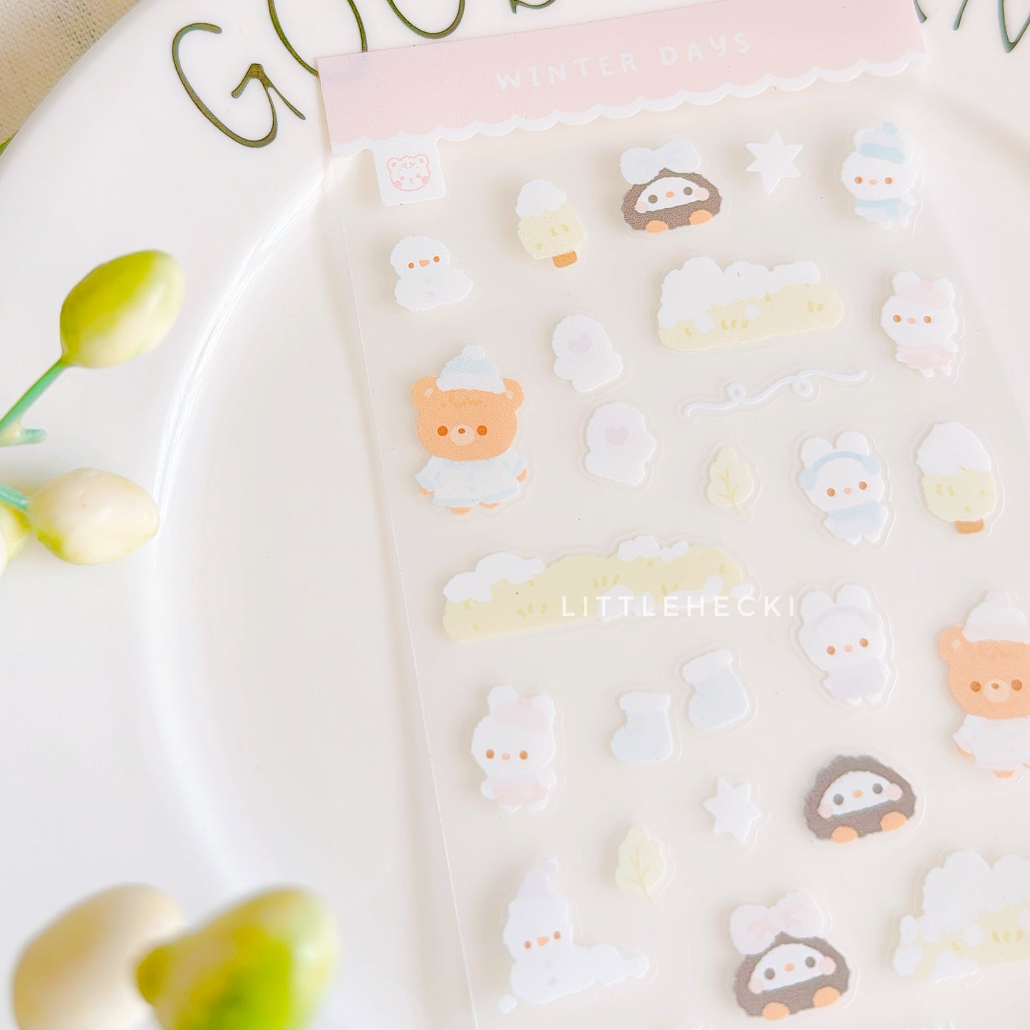 Pink Winter Days Transparent Sticker Sheet