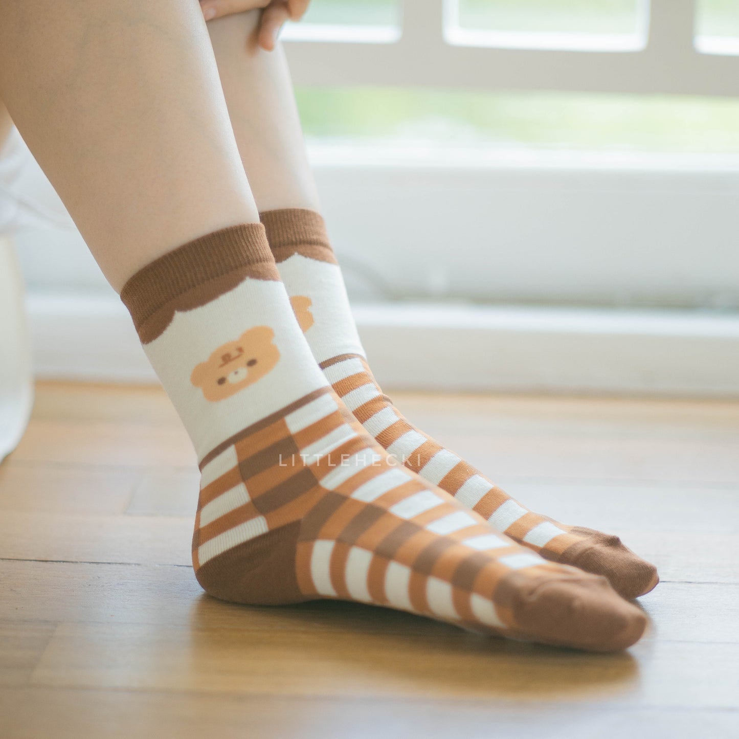 Checkered Beary Socks