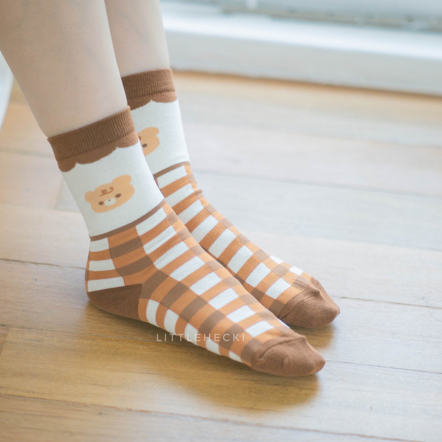 Checkered Beary Socks