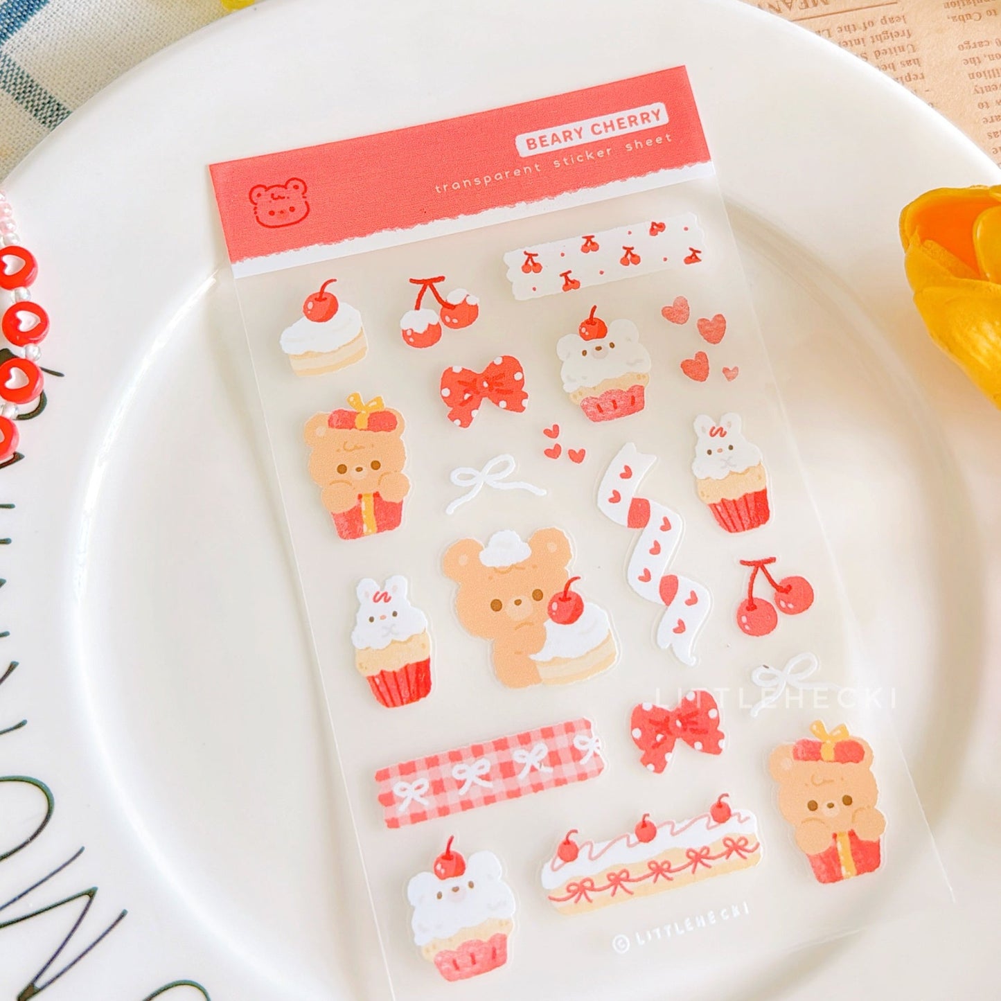 Beary Cherry Transparent Sticker Sheet