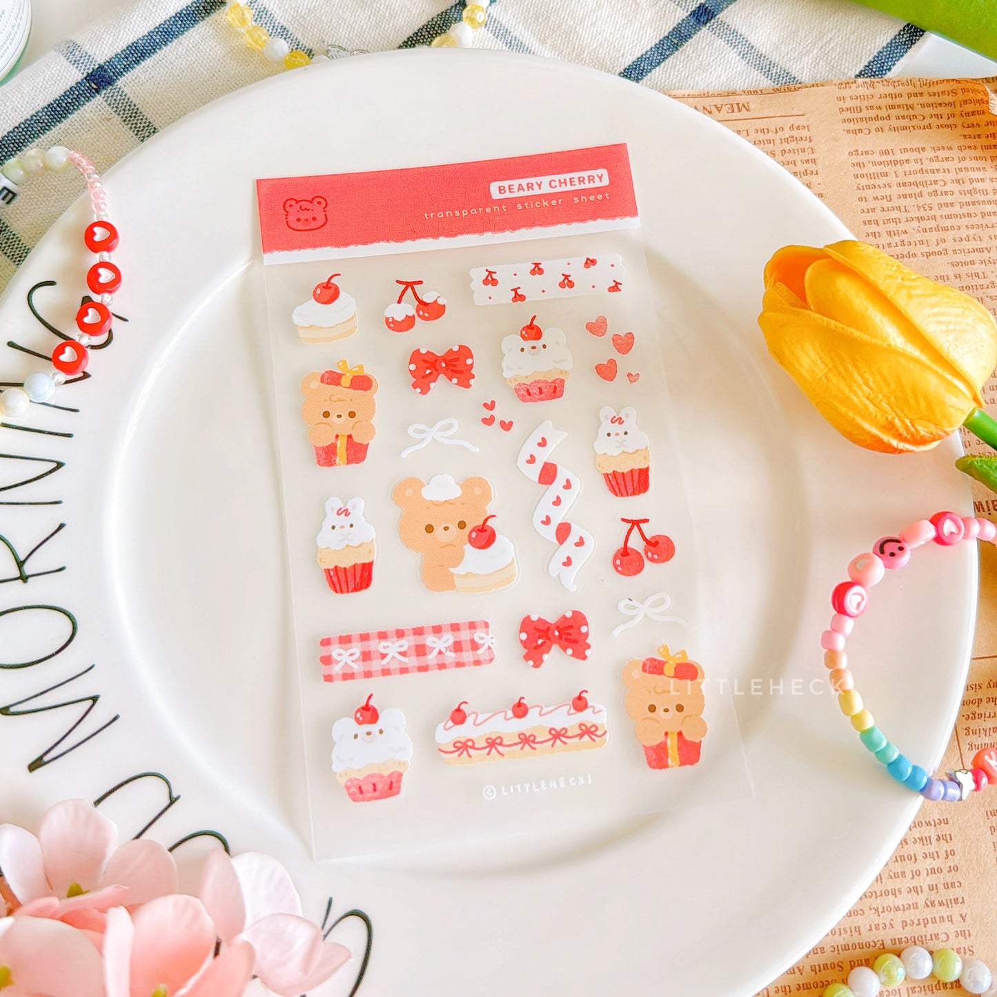 Beary Cherry Transparent Sticker Sheet