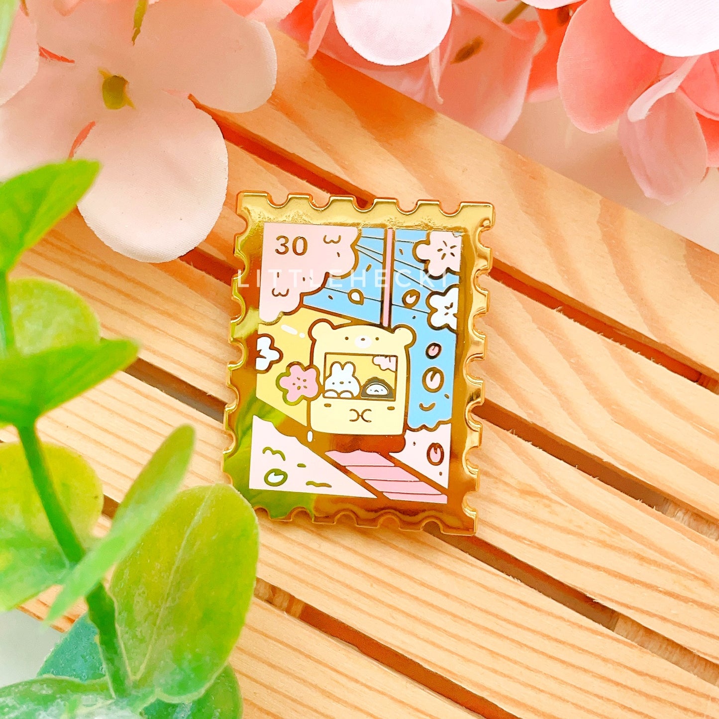 Romantic Train Stamp Enamel Pin