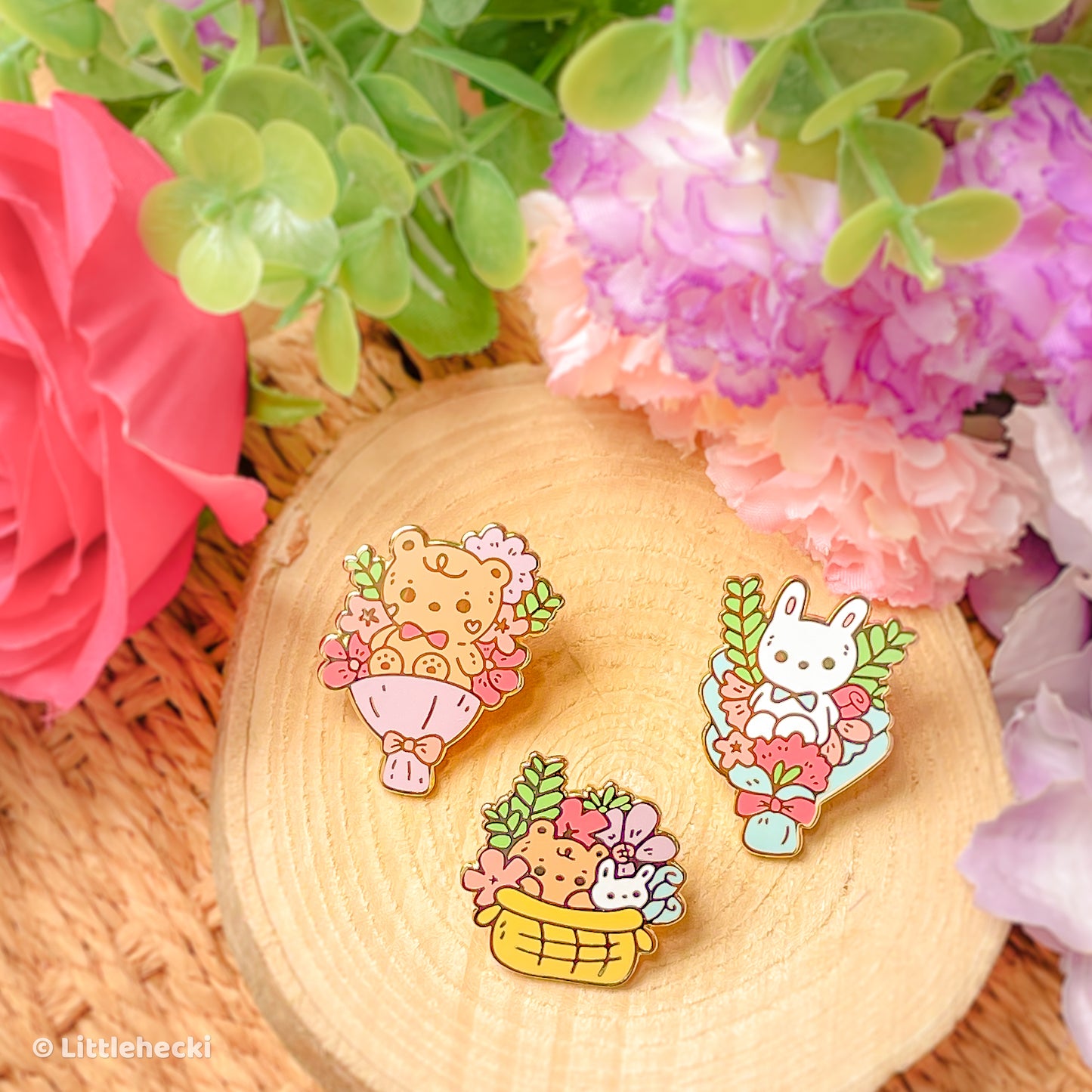 Beary Bouquet Enamel Pin