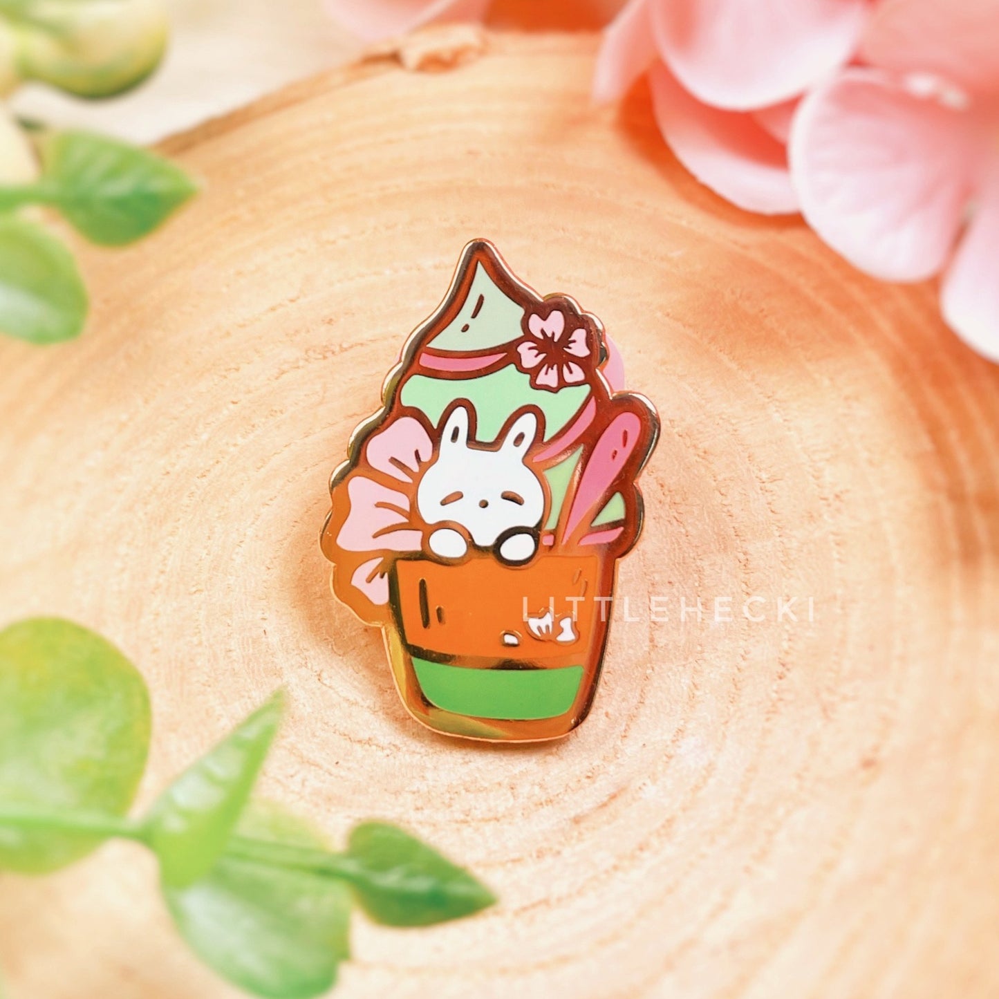 Bunny Spring Matcha Sundae Enamel Pin