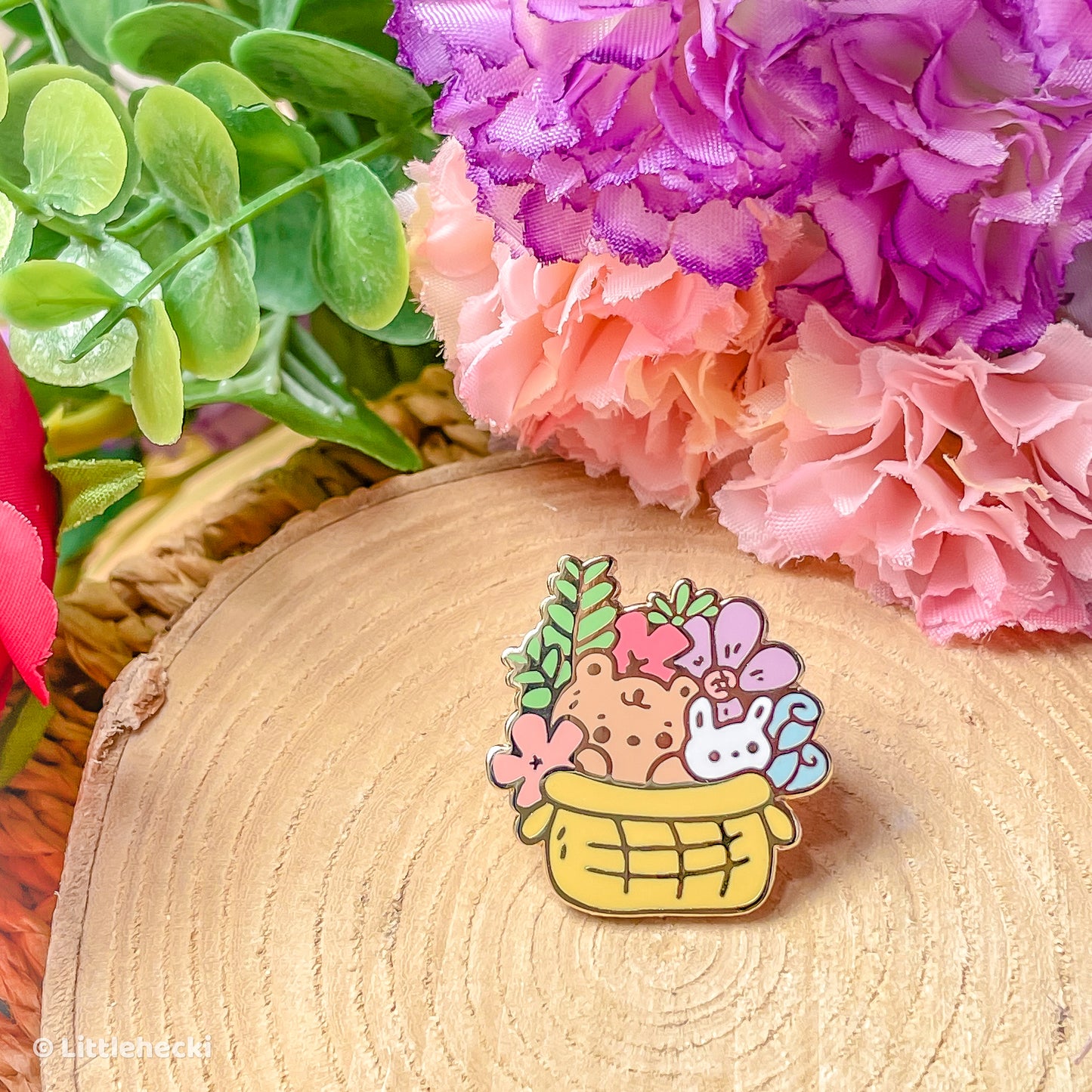 Bunny & Beary Basket Enamel Pin