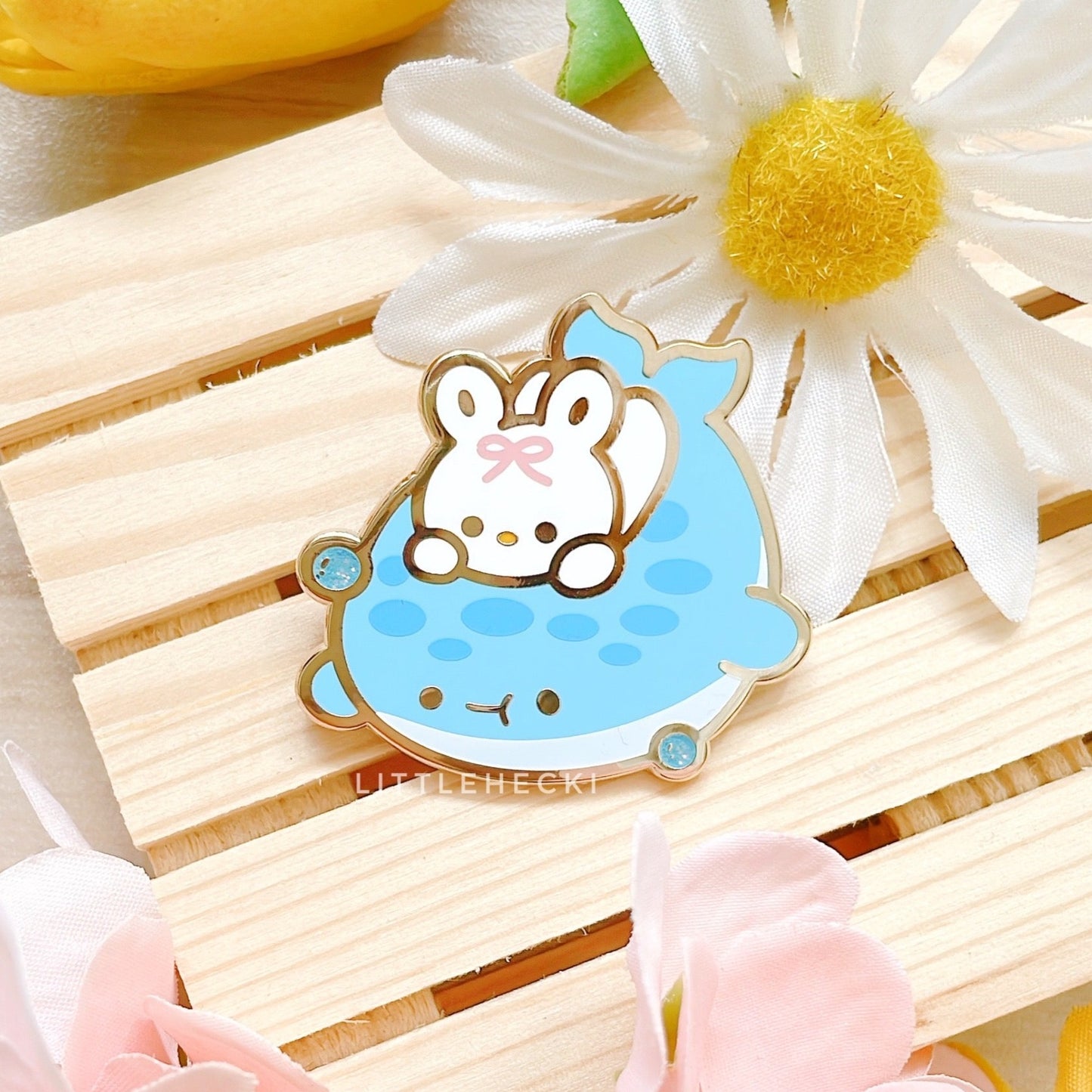 Whale Shark & Bunny Enamel Pin