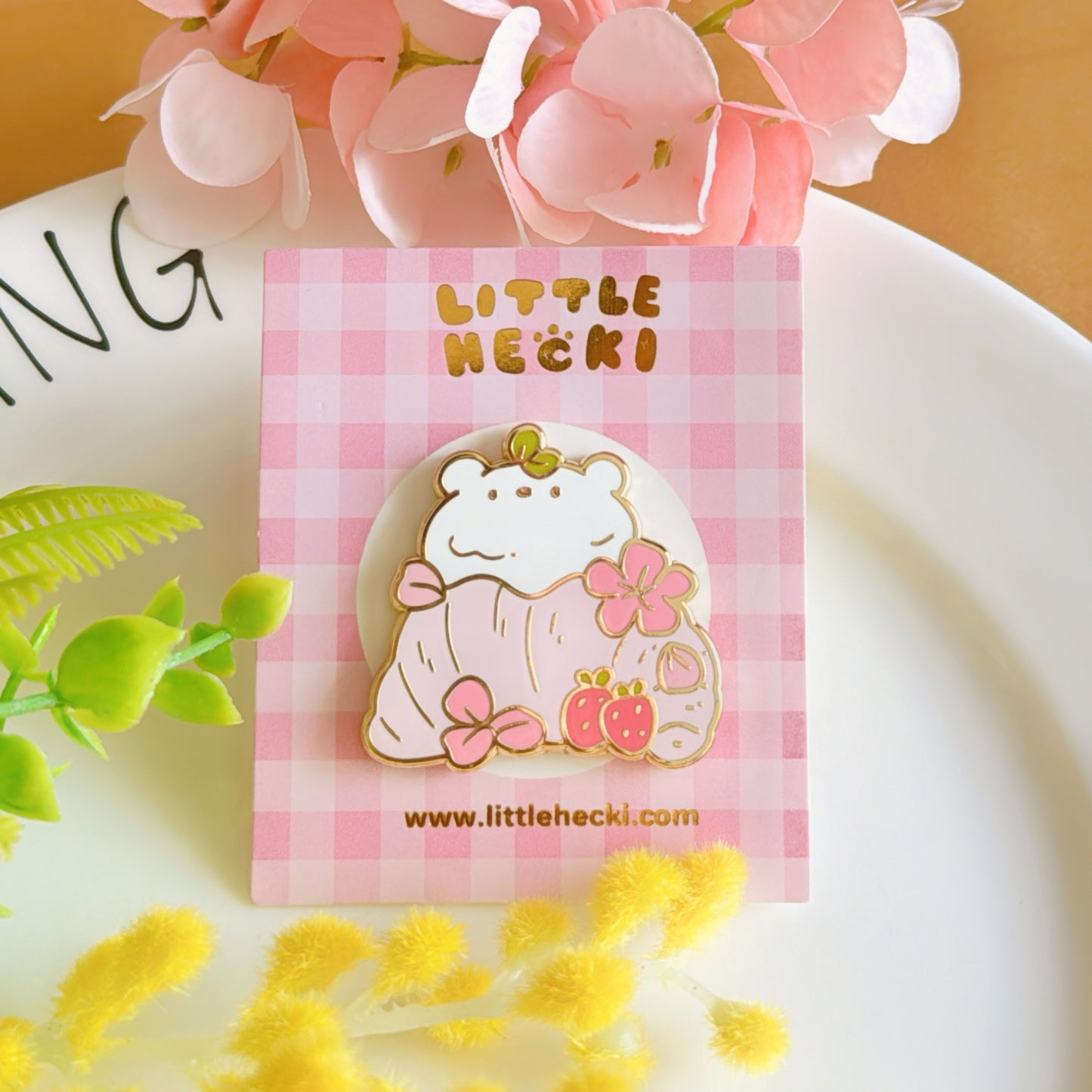 Strawbeary Croissant Enamel Pin