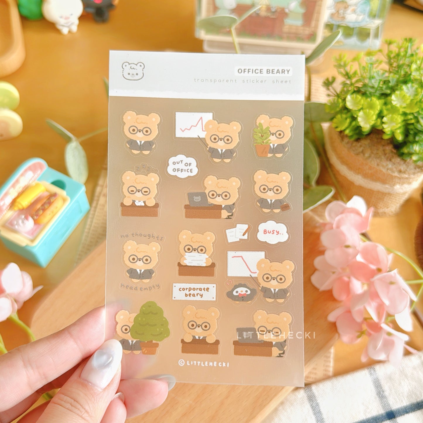 Office Beary Transparent Sticker Sheet