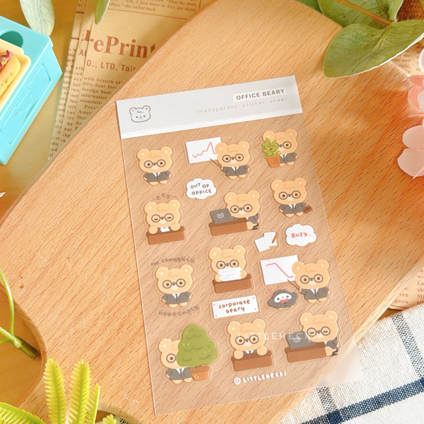 Office Beary Transparent Sticker Sheet