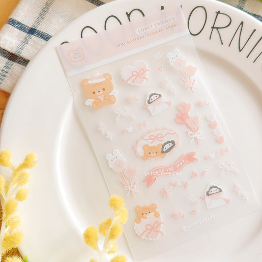 Lovey Friends Transparent Sticker Sheet