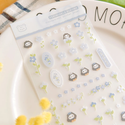 Periwinkle Blooms Transparent Sticker Sheet