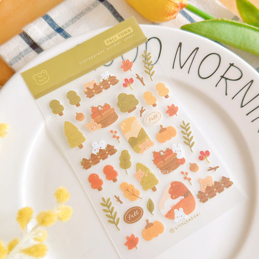 Fall Town Transparent Sticker Sheet