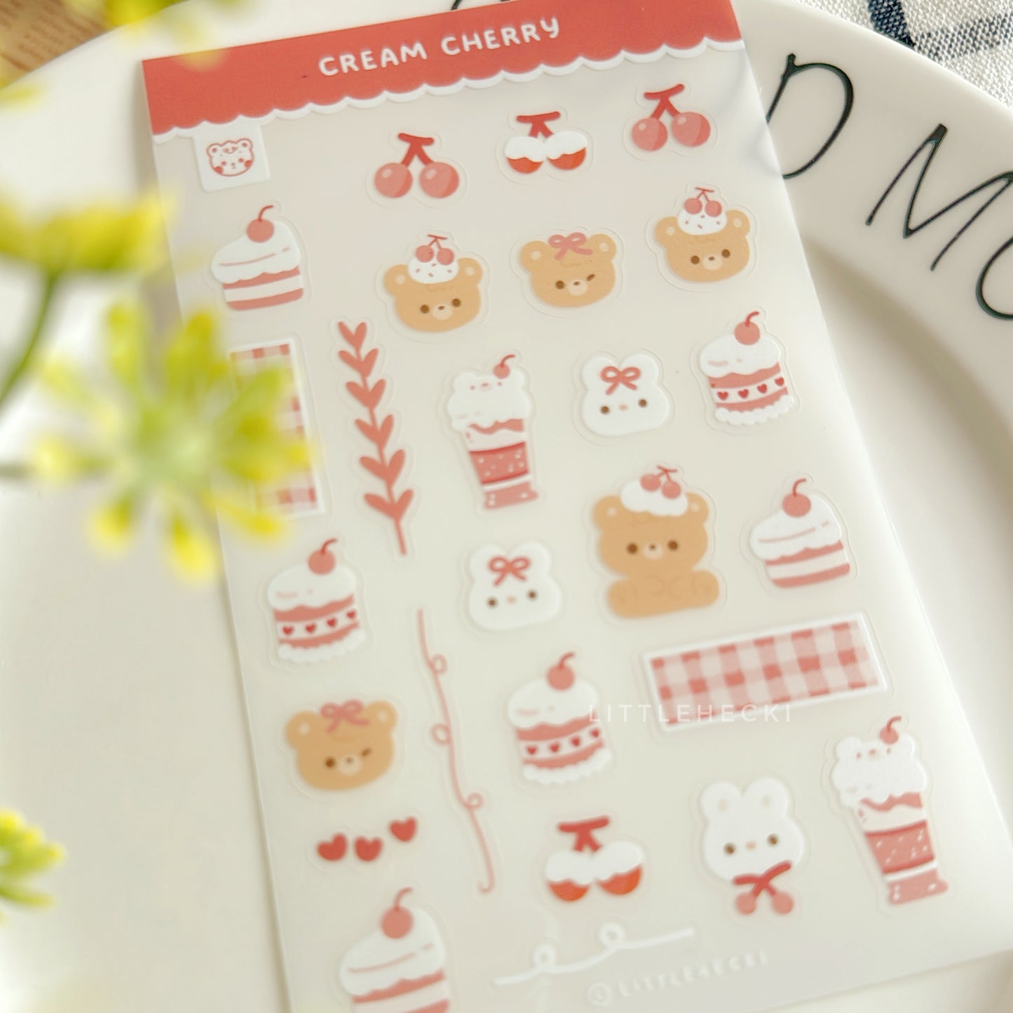Cream Cherry Transparent Sticker Sheet