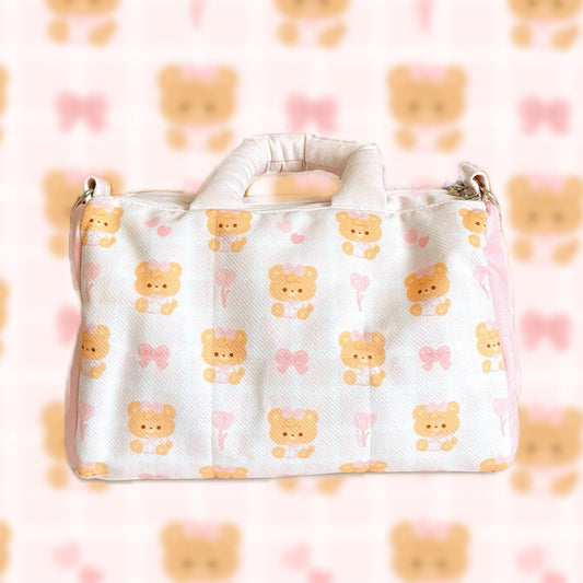 Sweet Pink Beary Puffy Bag
