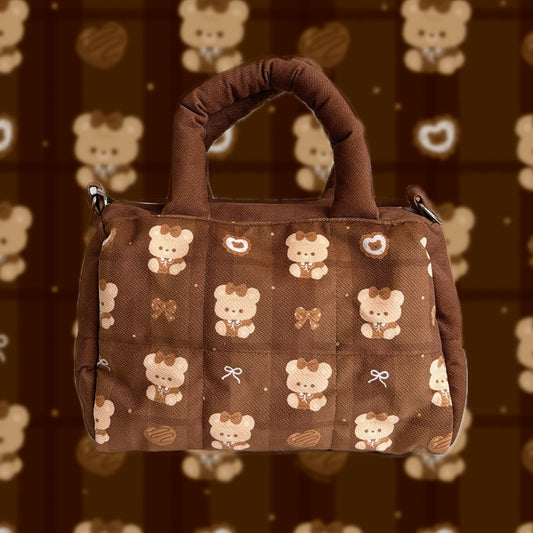 Choco Brown Beary Puffy Bag