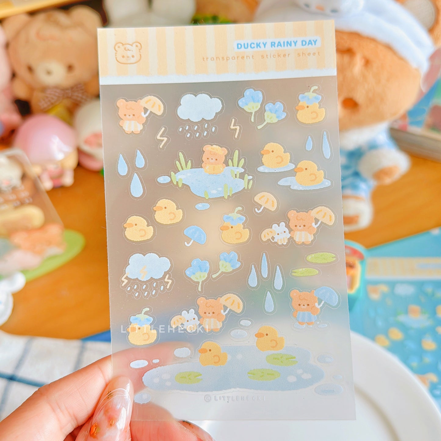 Ducky Rainy Day Transparent Sticker Sheet