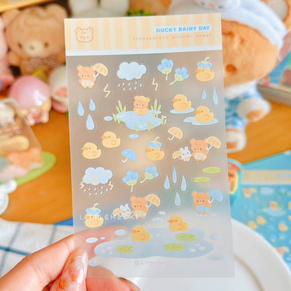 Ducky Rainy Day Transparent Sticker Sheet