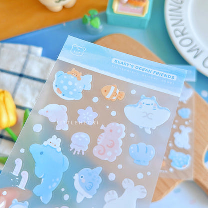 Beary's Ocean Friends Transparent Sticker Sheet