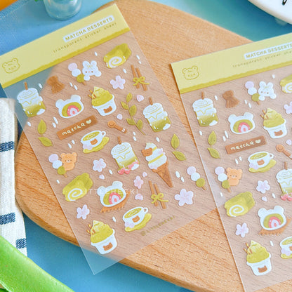 Matcha Desserts Transparent Sticker Sheet