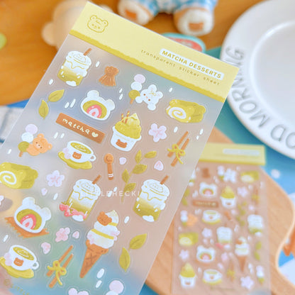 Matcha Desserts Transparent Sticker Sheet