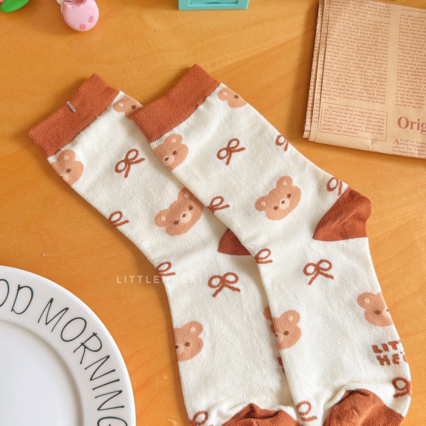 Ribbon Beary Socks