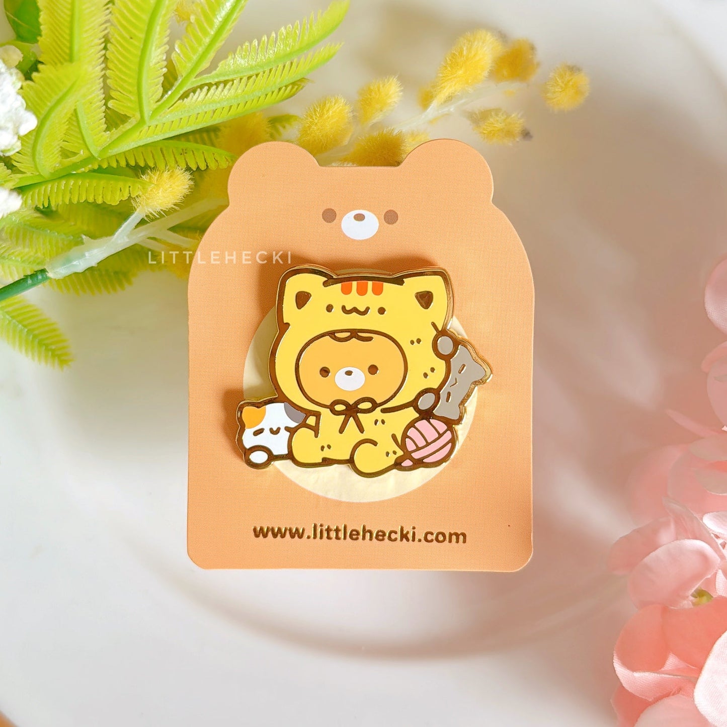 Cat-lady Beary Enamel Pin