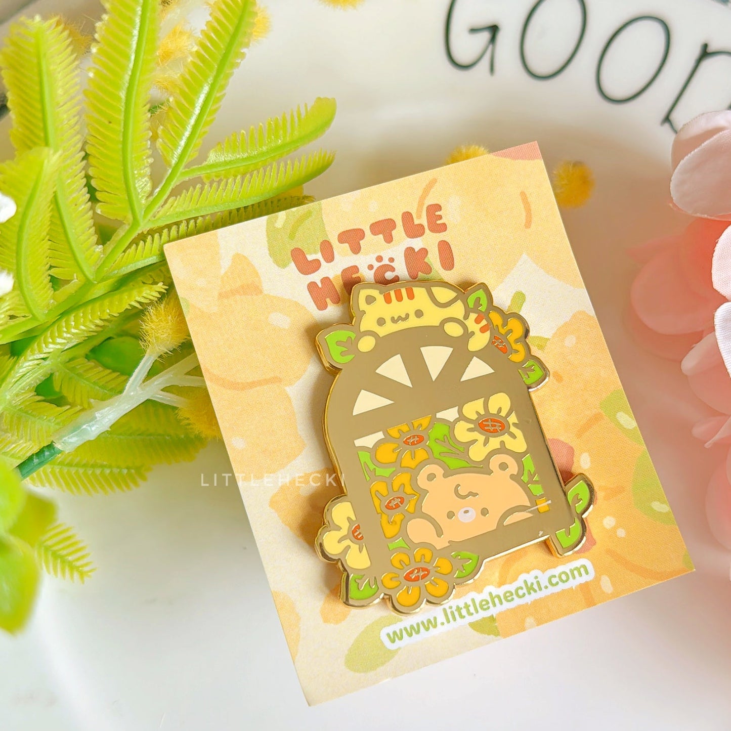 Sunflower Beary Enamel Pin