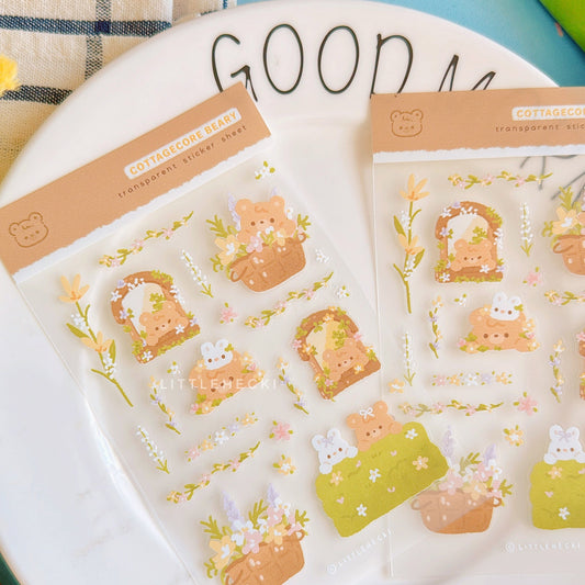 Cottagecore Beary Transparent Sticker Sheet