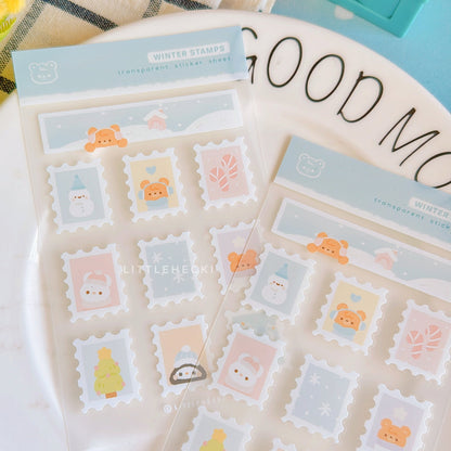 Winter Stamps Transparent Sticker Sheet