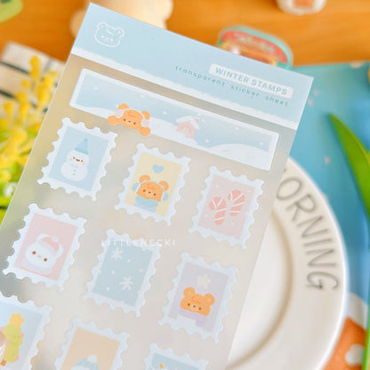 Winter Stamps Transparent Sticker Sheet