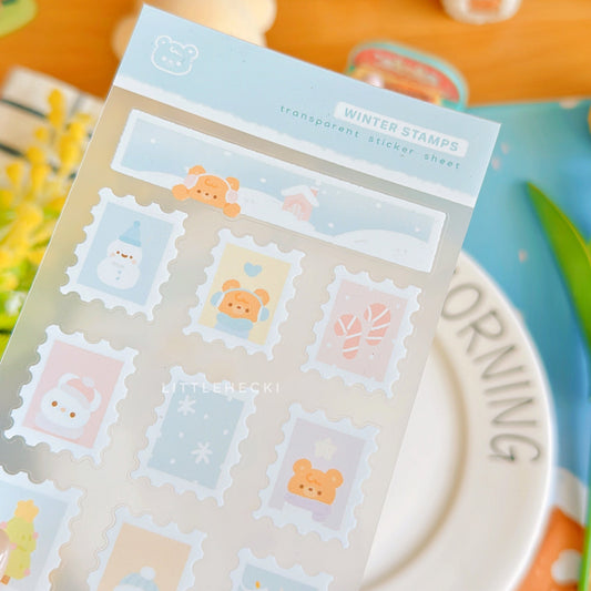 Winter Stamps Transparent Sticker Sheet