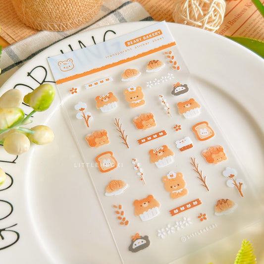 Beary Bakery Transparent Sticker Sheet