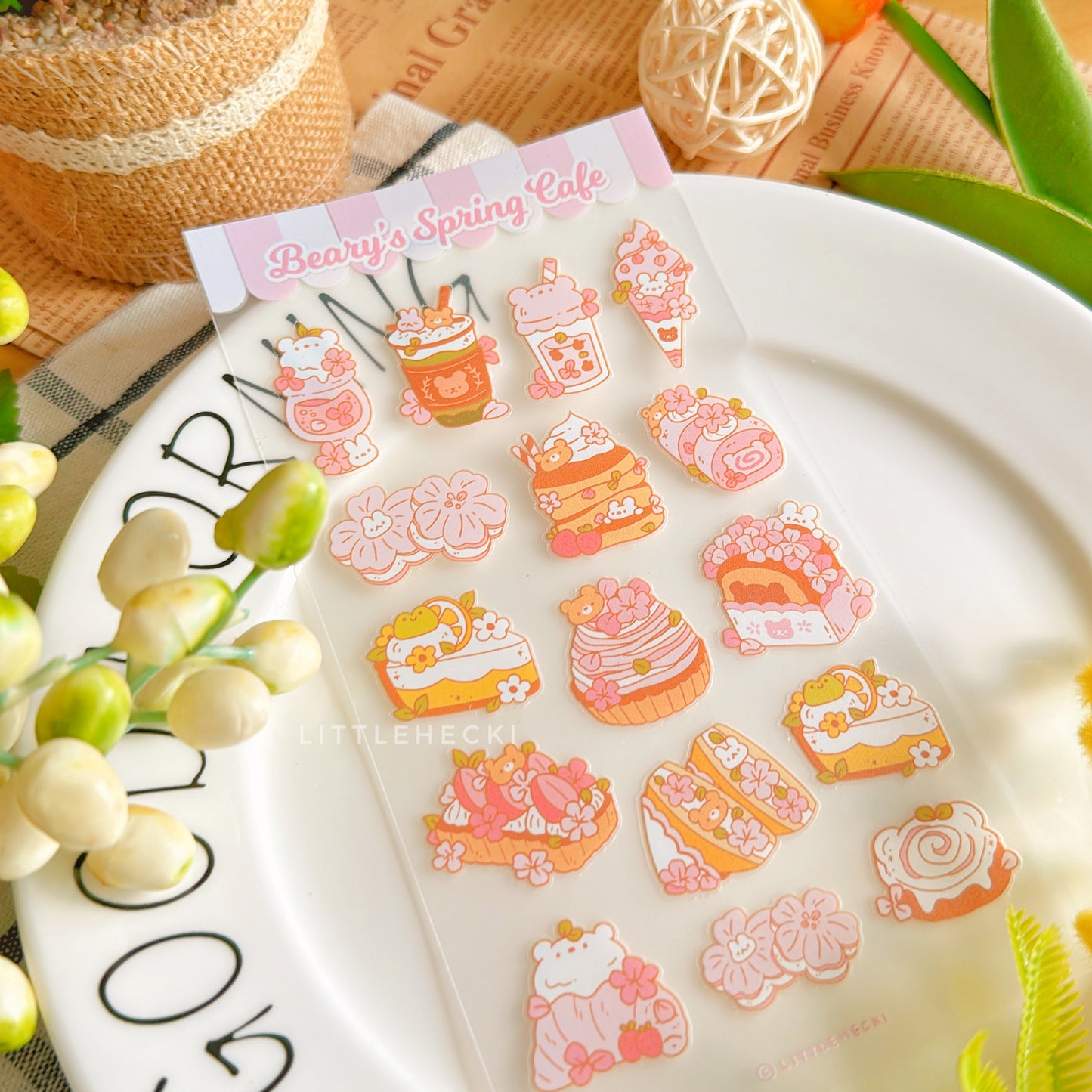 Beary's Spring Cafe V.2 Transparent Sticker Sheet