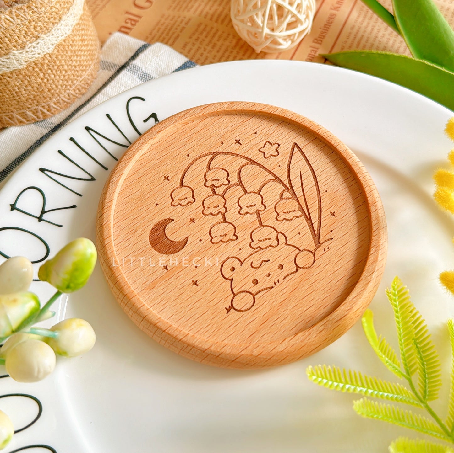 Lily of the Valley Wooden Coasters