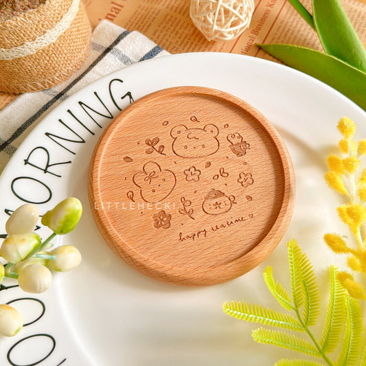 Happy Teatime Wooden Coasters