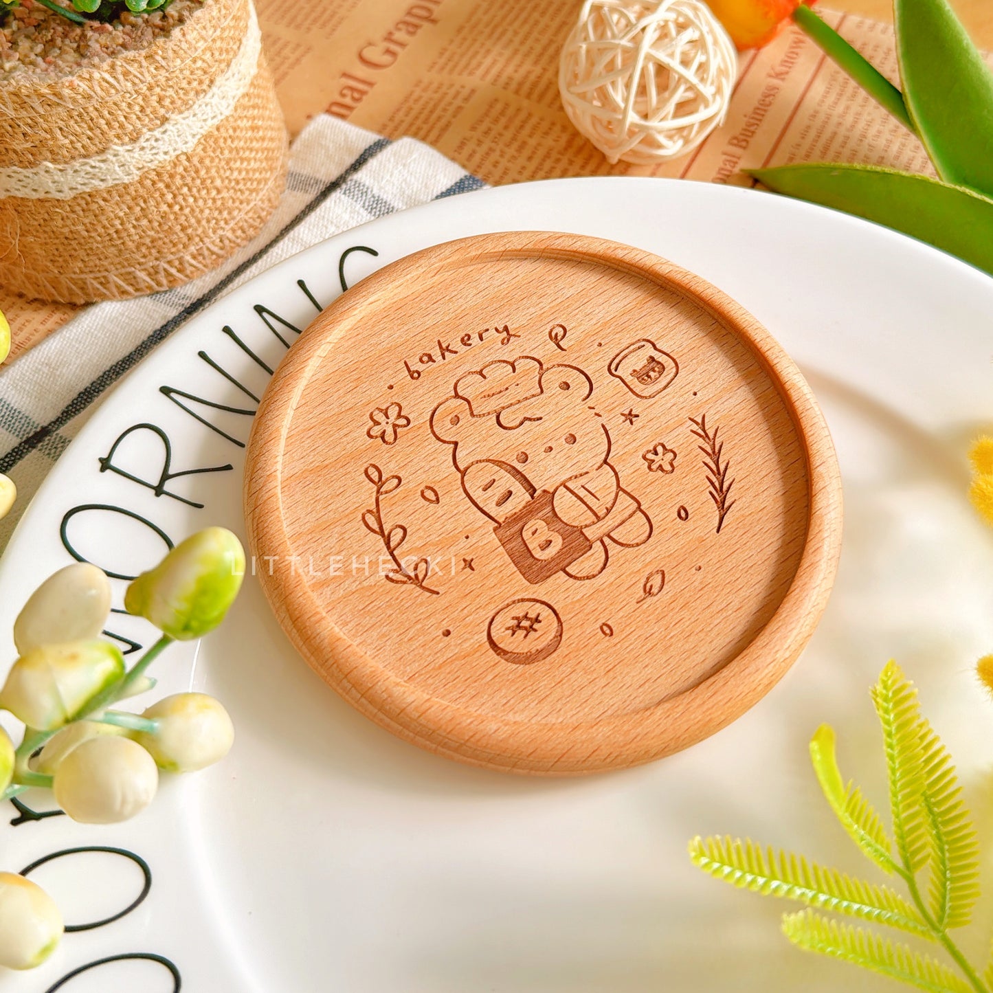 Baker Beary Wooden Coasters