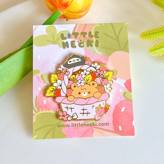 Strawbeary Harvest Enamel Pin