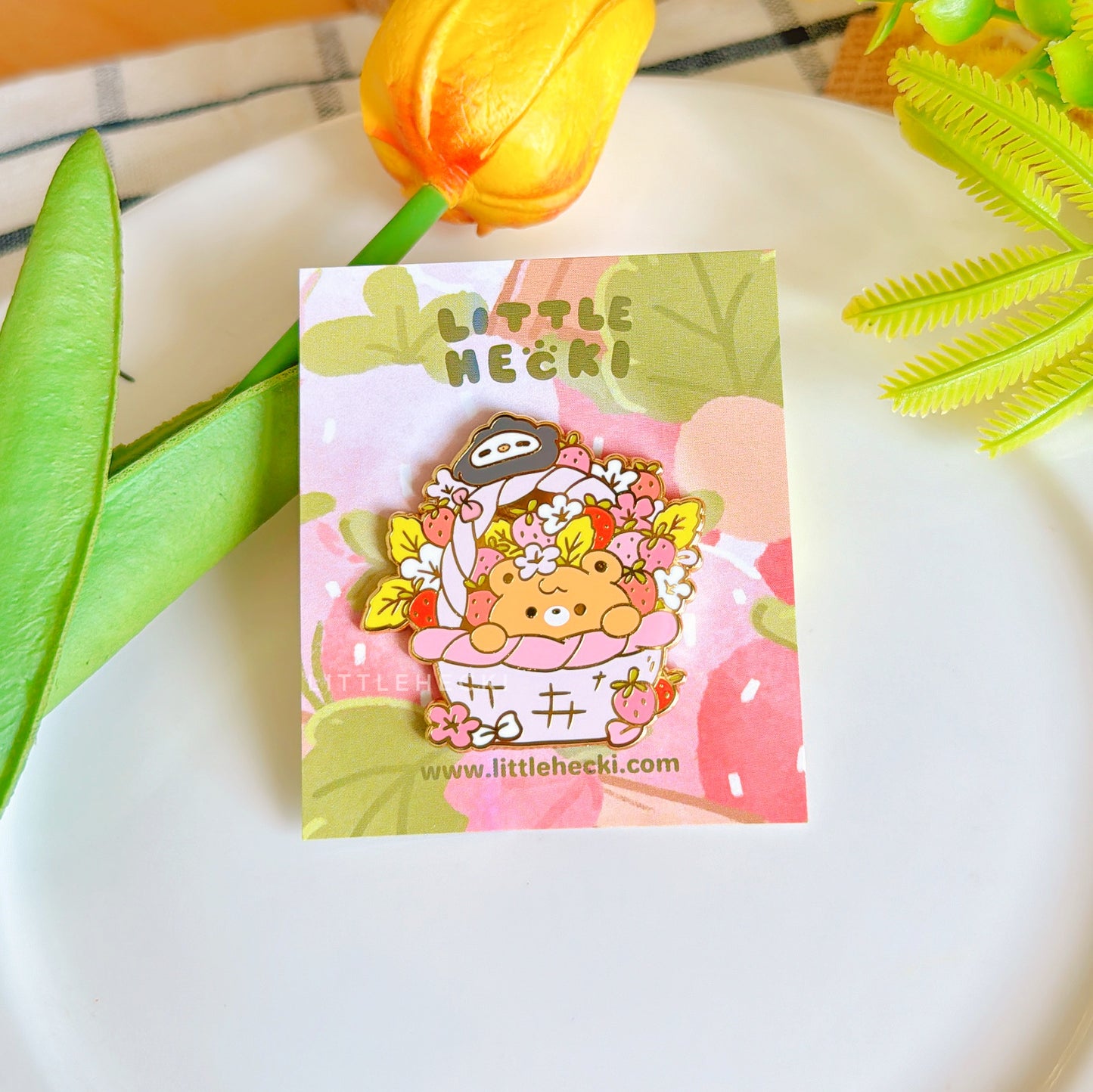 Strawbeary Harvest Enamel Pin