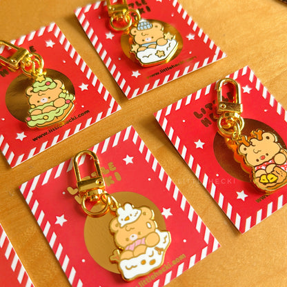 Festive Friends Enamel Keychain