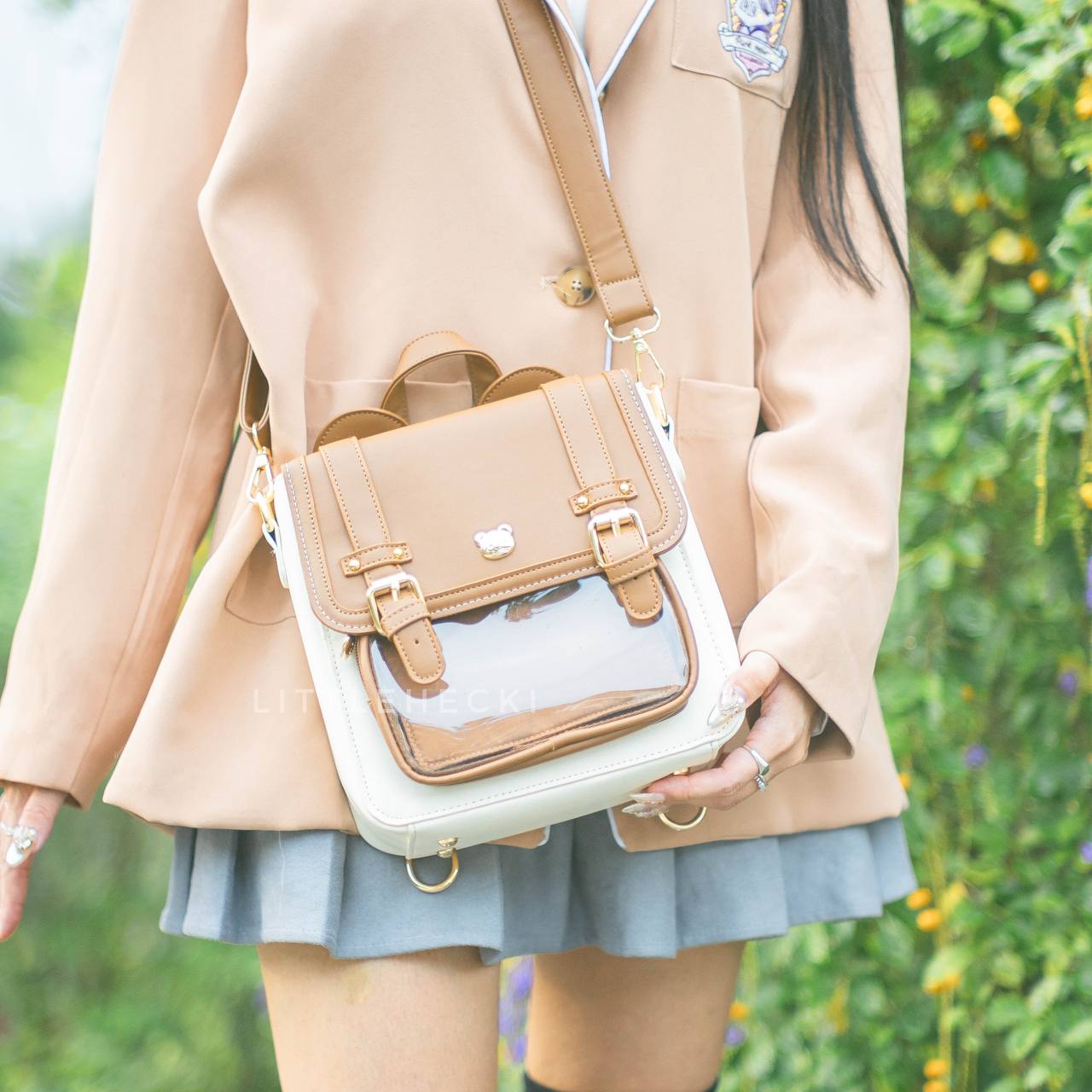 Beary Ears Ita Bag (Checkered Brown)