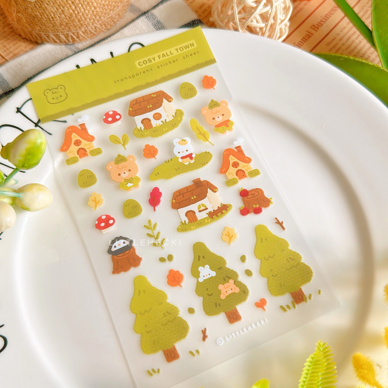 Cosy Fall Town Transparent Sticker Sheet