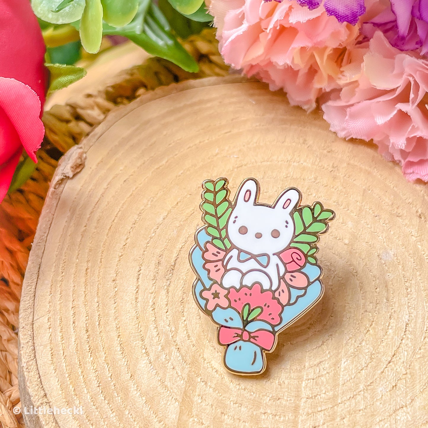 Bunny Bouquet Enamel Pin