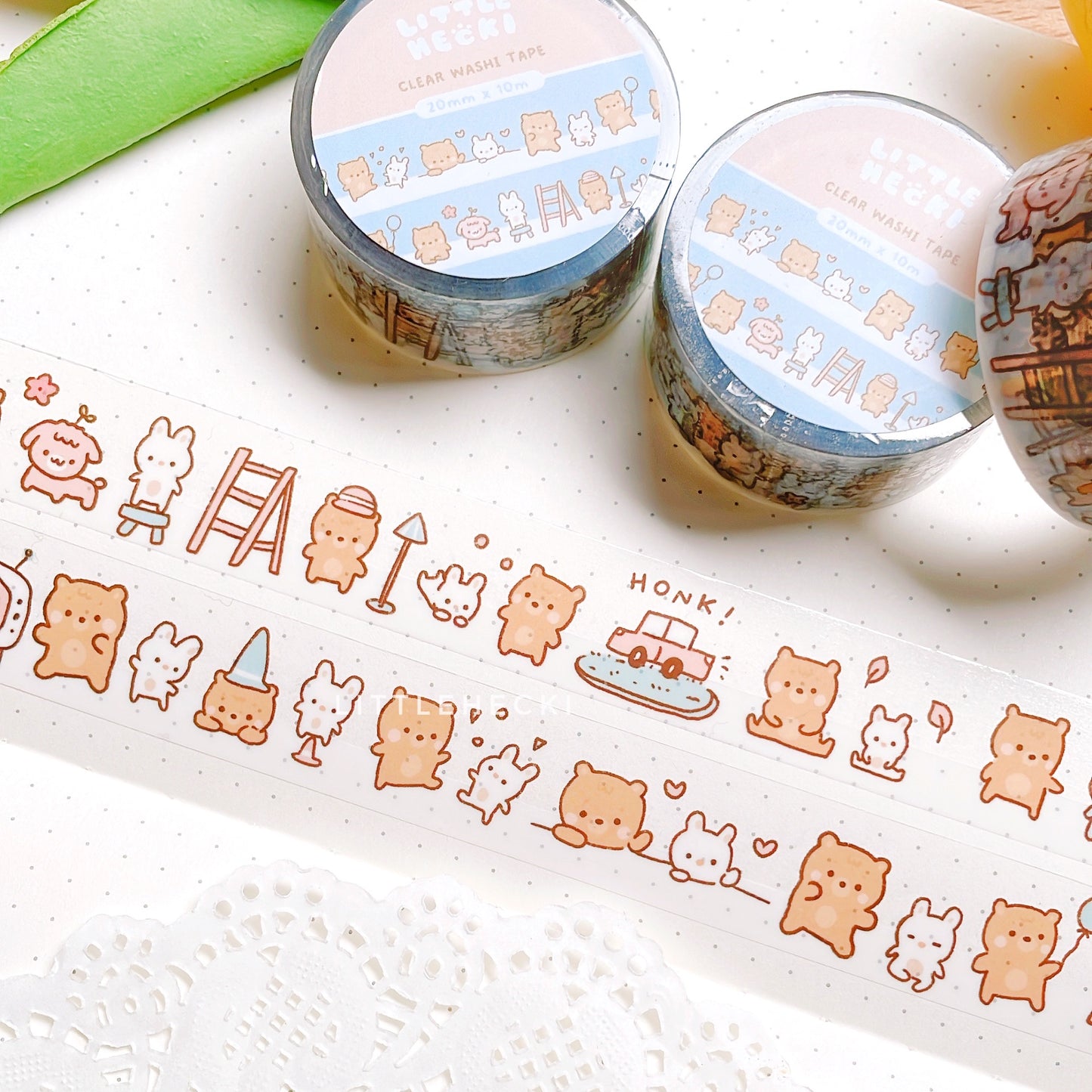 Beary Doodles Clear Washi Tape