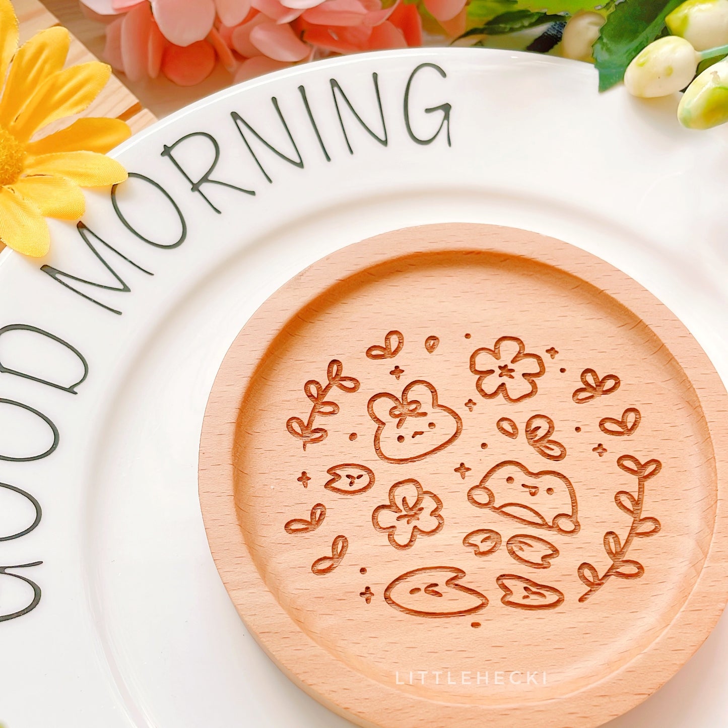 Spring Bunny & Froggo Wooden Coasters